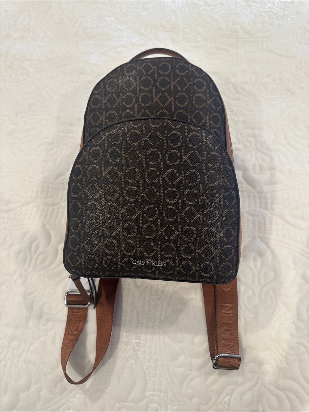 Calvin Klein Black and Brown Monogram Backpack